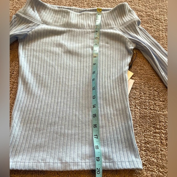 NWT Nation Los Angeles Val Off Shoulder Ribbed Long Sleeve Top, Blue, Size XS - Picture 11 of 16